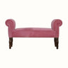 Mineo Velvet Bench - Rose Pink/Walnut Bench - Bokel Home