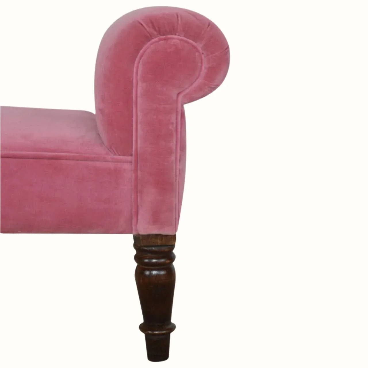Mineo Velvet Bench - Rose Pink/Walnut Bench - Bokel Home