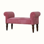 Mineo Velvet Bench - Rose Pink/Walnut Bench - Bokel Home