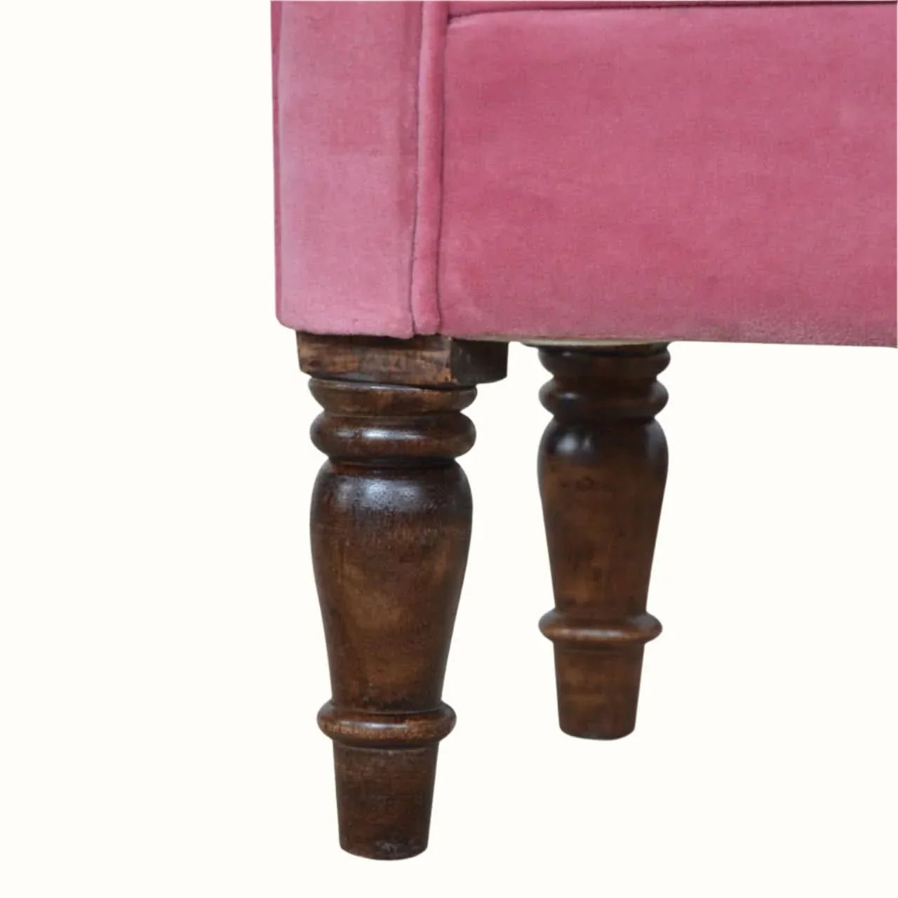 Mineo Velvet Bench - Rose Pink/Walnut Bench - Bokel Home
