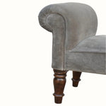 Mineo Velvet Bench - Stone Grey/Walnut Bench - Bokel Home