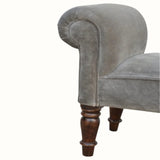 Mineo Velvet Bench - Stone Grey/Walnut Bench - Bokel Home