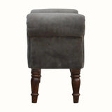 Mineo Velvet Bench - Stone Grey/Walnut Bench - Bokel Home