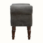Mineo Velvet Bench - Stone Grey/Walnut Bench - Bokel Home
