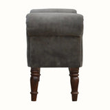 Mineo Velvet Bench - Stone Grey/Walnut Bench - Bokel Home