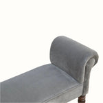 Mineo Velvet Bench - Stone Grey/Walnut Bench - Bokel Home