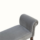 Mineo Velvet Bench - Stone Grey/Walnut Bench - Bokel Home