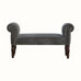 Mineo Velvet Bench - Stone Grey/Walnut Bench - Bokel Home