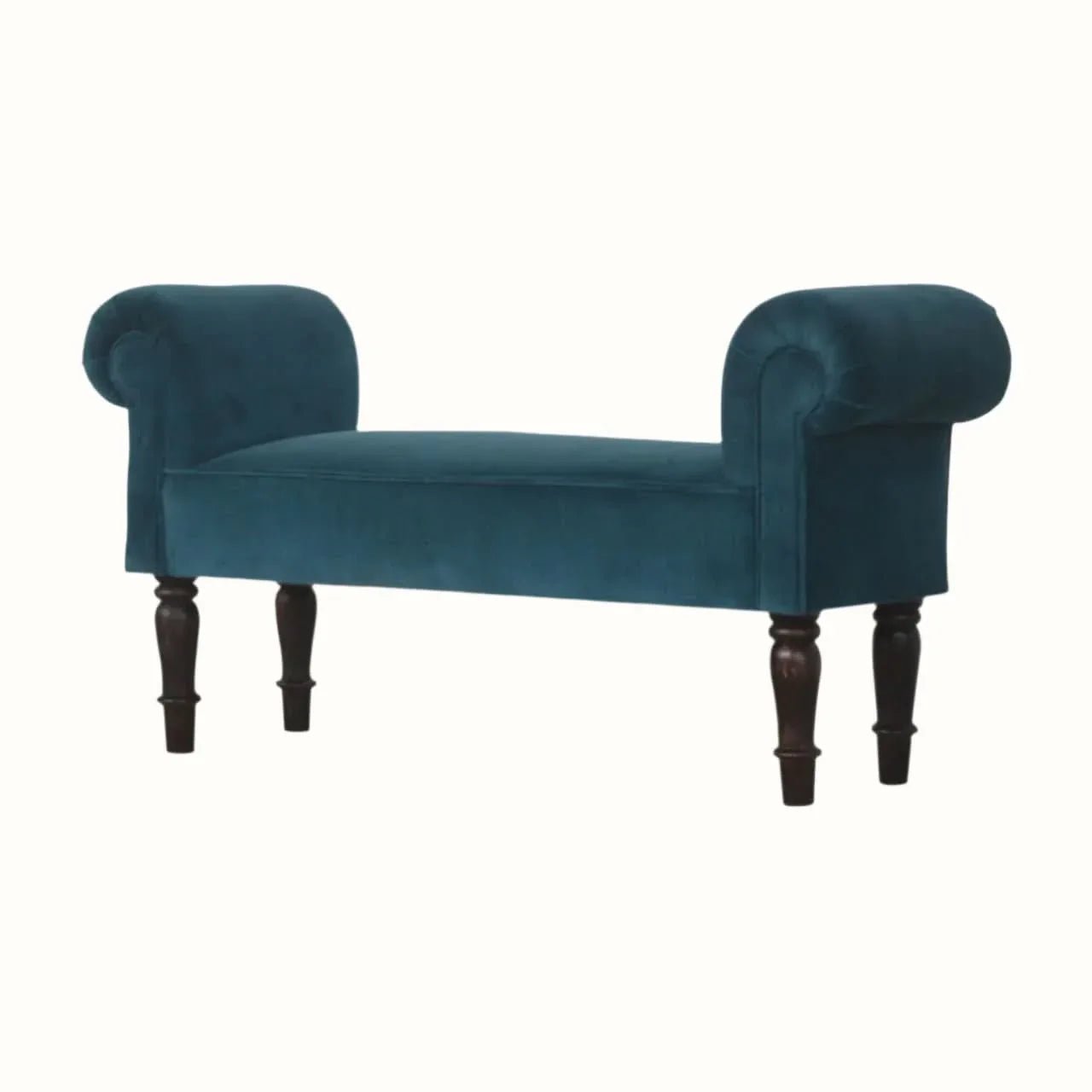 Mineo Velvet Bench - Teal/Walnut Bench - Bokel Home