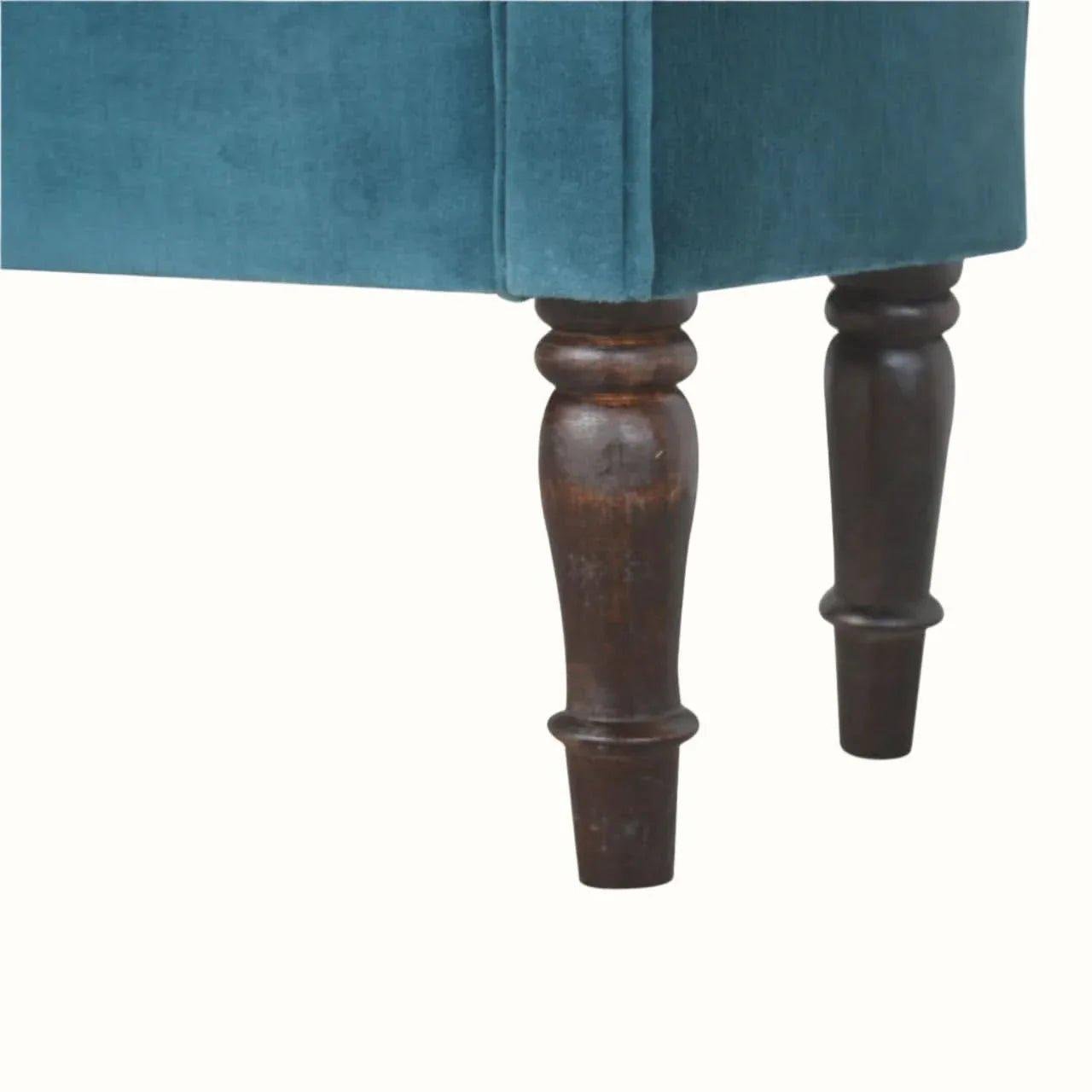 Mineo Velvet Bench - Teal/Walnut Bench - Bokel Home