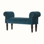 Mineo Velvet Bench - Teal/Walnut Bench - Bokel Home
