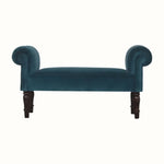 Mineo Velvet Bench - Teal/Walnut Bench - Bokel Home
