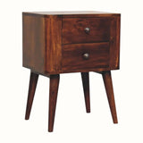 Mintz 2 Drawer Bedside Table, Small - Chestnut Bedside Tables - Bokel Home