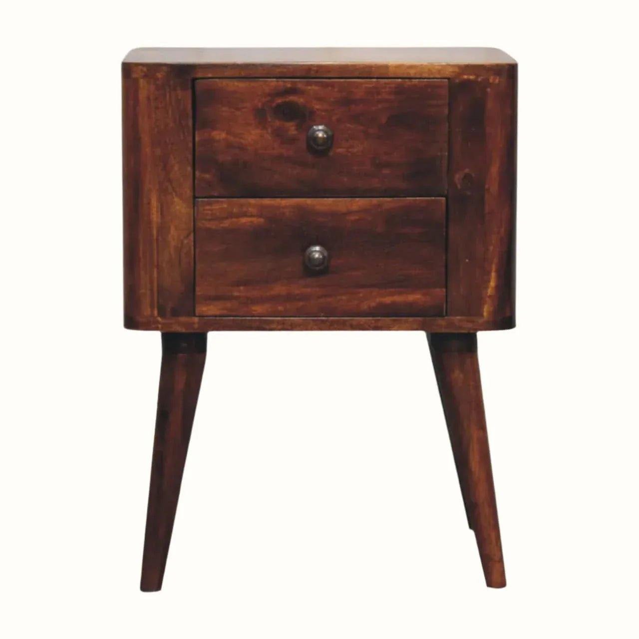 Mintz 2 Drawer Bedside Table, Small - Chestnut Bedside Tables - Bokel Home