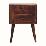 Mintz 2 Drawer Bedside Table, Small - Chestnut Bedside Tables - Bokel Home