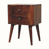Mintz 2 Drawer Bedside Table, Small - Chestnut Bedside Tables - Bokel Home