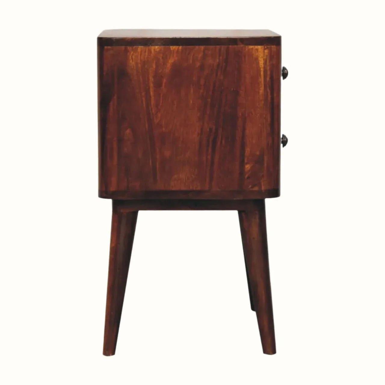 Mintz 2 Drawer Bedside Table, Small - Chestnut Bedside Tables - Bokel Home