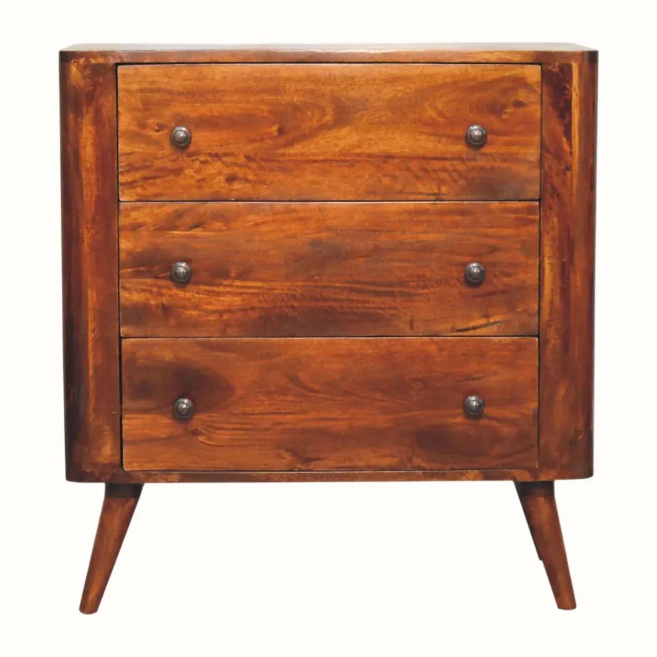Mintz Chest of 3 Drawers - Chestnut Chest of Drawers - Bokel Home