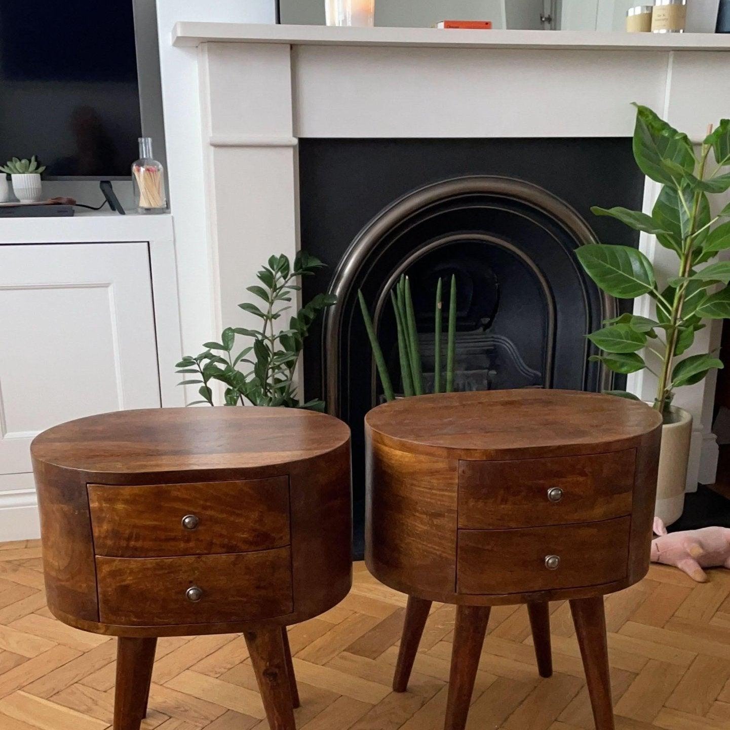 Molina Bedside Table 2 Drawers, Medium - Chestnut Bedside Tables - Bokel Home