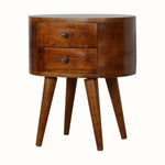 Molina Bedside Table 2 Drawers, Medium - Chestnut Bedside Tables - Bokel Home