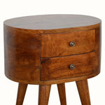 Molina Bedside Table 2 Drawers, Medium - Chestnut Bedside Tables - Bokel Home