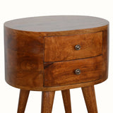 Molina Bedside Table 2 Drawers, Medium - Chestnut Bedside Tables - Bokel Home