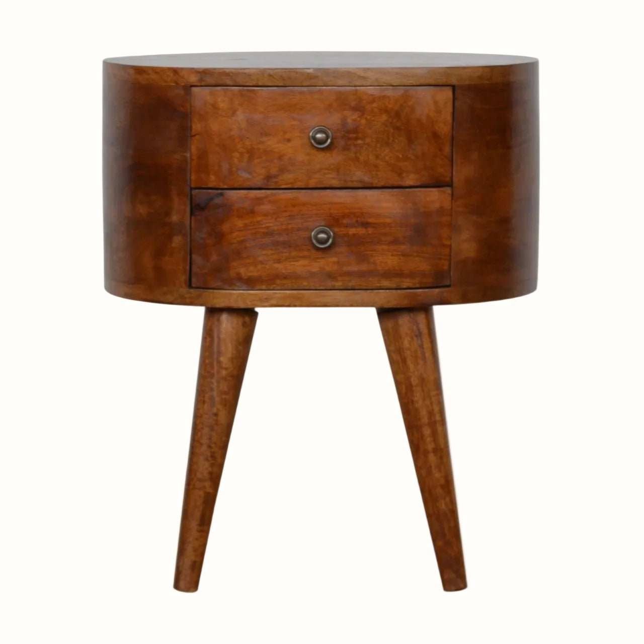 Molina Bedside Table 2 Drawers, Medium - Chestnut Bedside Tables - Bokel Home
