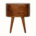 Molina Bedside Table 2 Drawers, Medium - Chestnut Bedside Tables - Bokel Home
