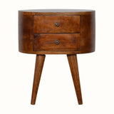 Molina Bedside Table 2 Drawers, Medium - Chestnut Bedside Tables - Bokel Home