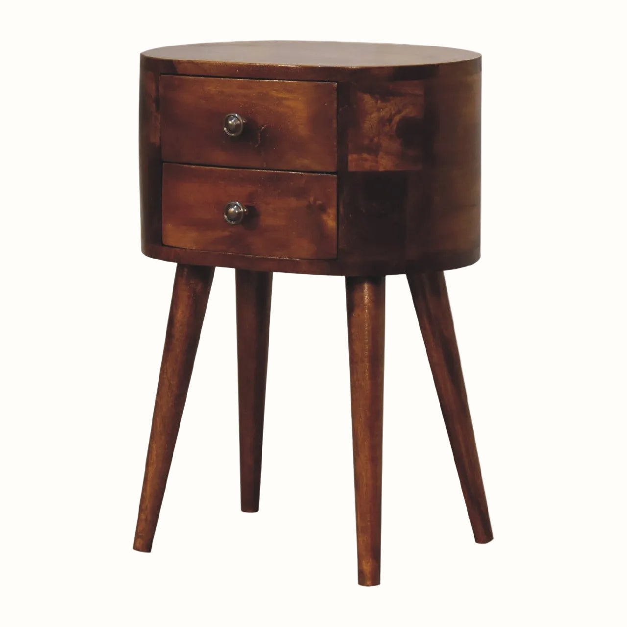 Molina Bedside Table 2 Drawers, Mini - Chestnut Bedside Tables - Bokel Home
