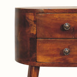 Molina Bedside Table 2 Drawers, Mini - Chestnut Bedside Tables - Bokel Home