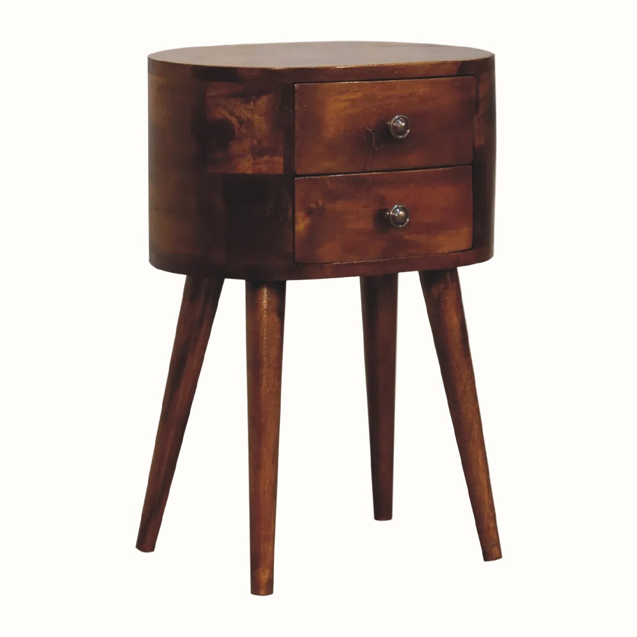 Molina Bedside Table 2 Drawers, Mini - Chestnut Bedside Tables - Bokel Home