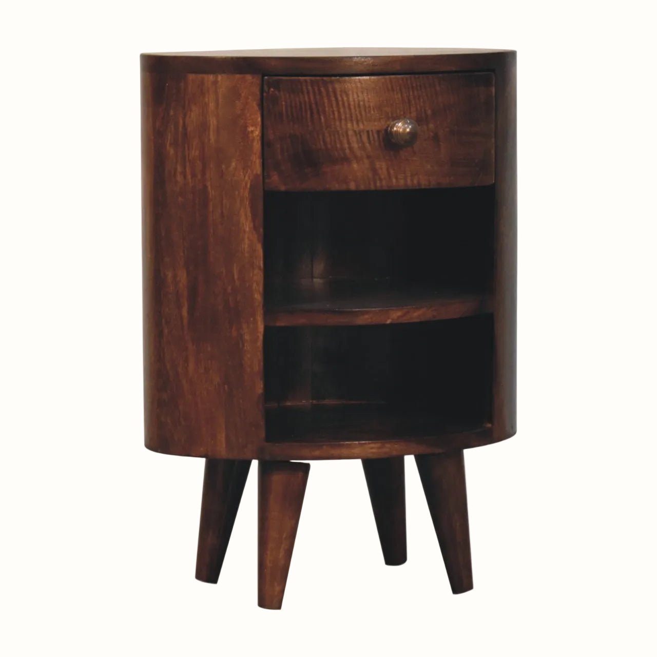 Molina Open Bedside Table 1 Drawer, Medium - California Walnut Bedside Tables - Bokel Home