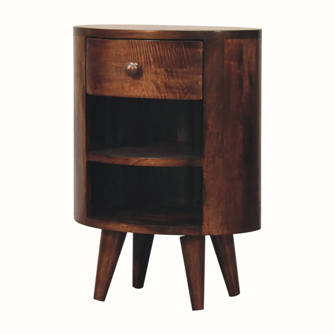 Molina Open Bedside Table 1 Drawer, Medium - California Walnut Bedside Tables - Bokel Home