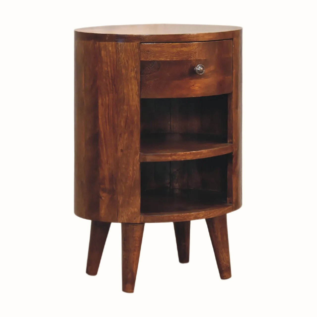 Molina Open Bedside Table 1 Drawer, Medium - Chestnut Bedside Tables - Bokel Home
