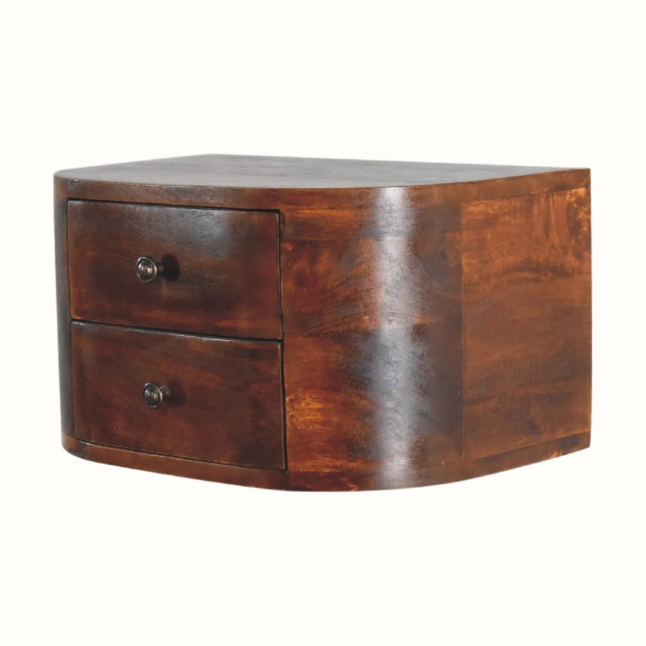 Molina Wall Mounted Bedside Table with 2 Drawers, Medium - Chestnut Bedside Tables - Bokel Home
