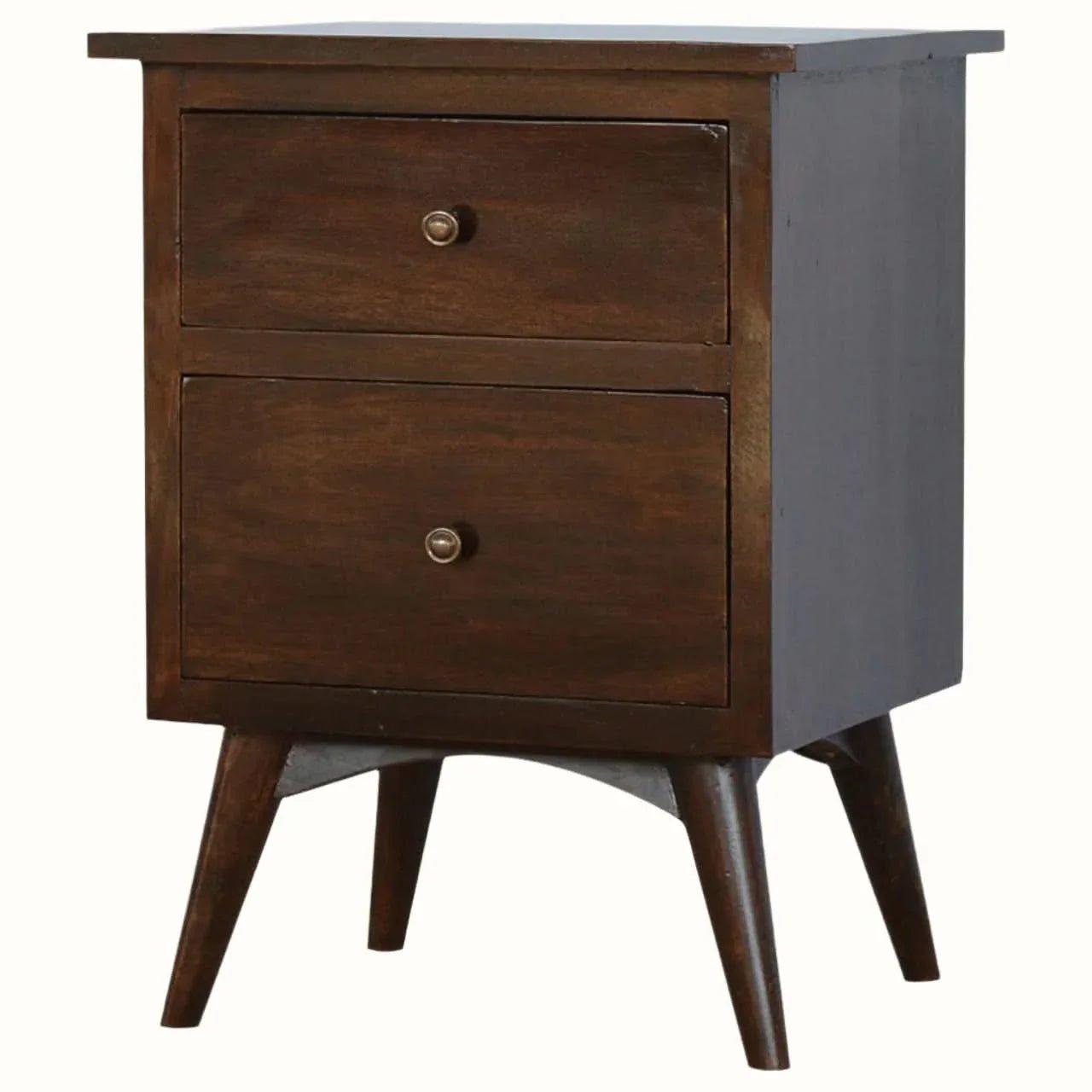Nilson 2 Drawer Bedside Table, Medium - Walnut Bedside Tables - Bokel Home