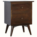 Nilson 2 Drawer Bedside Table, Medium - Walnut Bedside Tables - Bokel Home