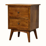 Nilson Bedside Table with 2 Drawers, Medium - Chestnut Bedside Tables - Bokel Home