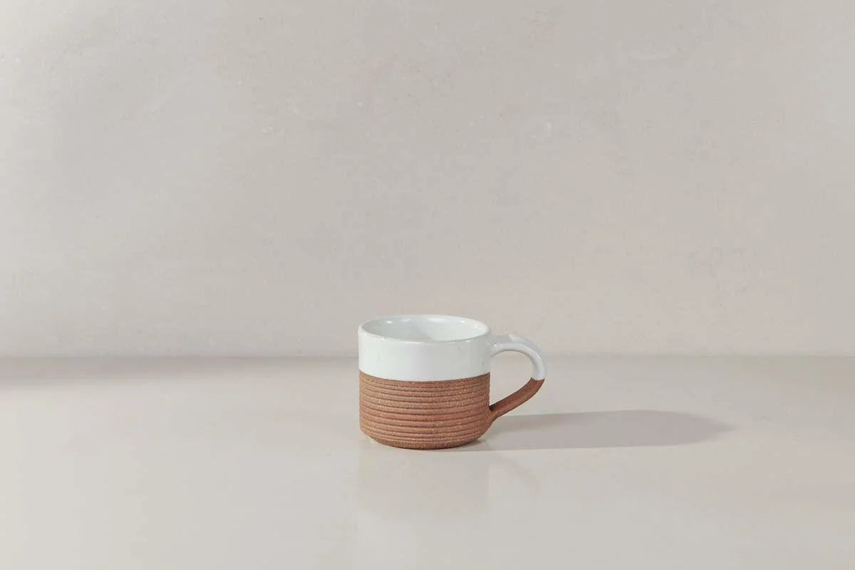 Mali Ribbed Espresso Mug - White - (Set of 2)