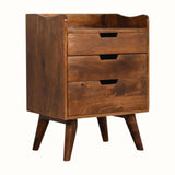 Nordell Bedside Table with 3 Drawers, Medium - Chestnut Bedside Tables - Bokel Home