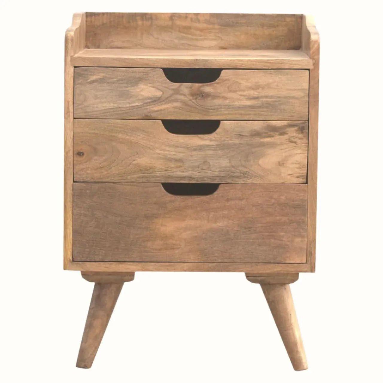 Nordell Bedside Table with 3 Drawers, Medium - Natural Bedside Tables - Bokel Home