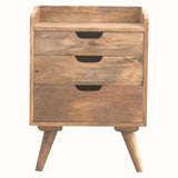 Nordell Bedside Table with 3 Drawers, Medium - Natural Bedside Tables - Bokel Home