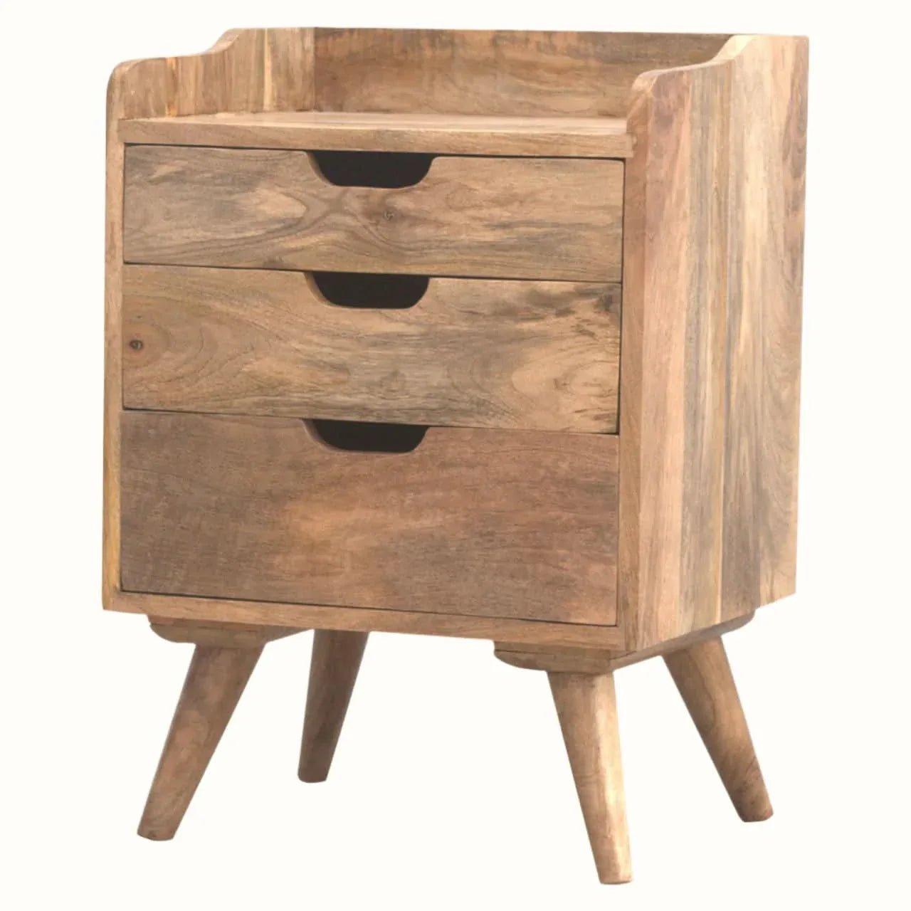 Nordell Bedside Table with 3 Drawers, Medium - Natural Bedside Tables - Bokel Home