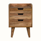 Nordell Bedside Table with 3 Drawers, Small - Natural Bedside Tables - Bokel Home