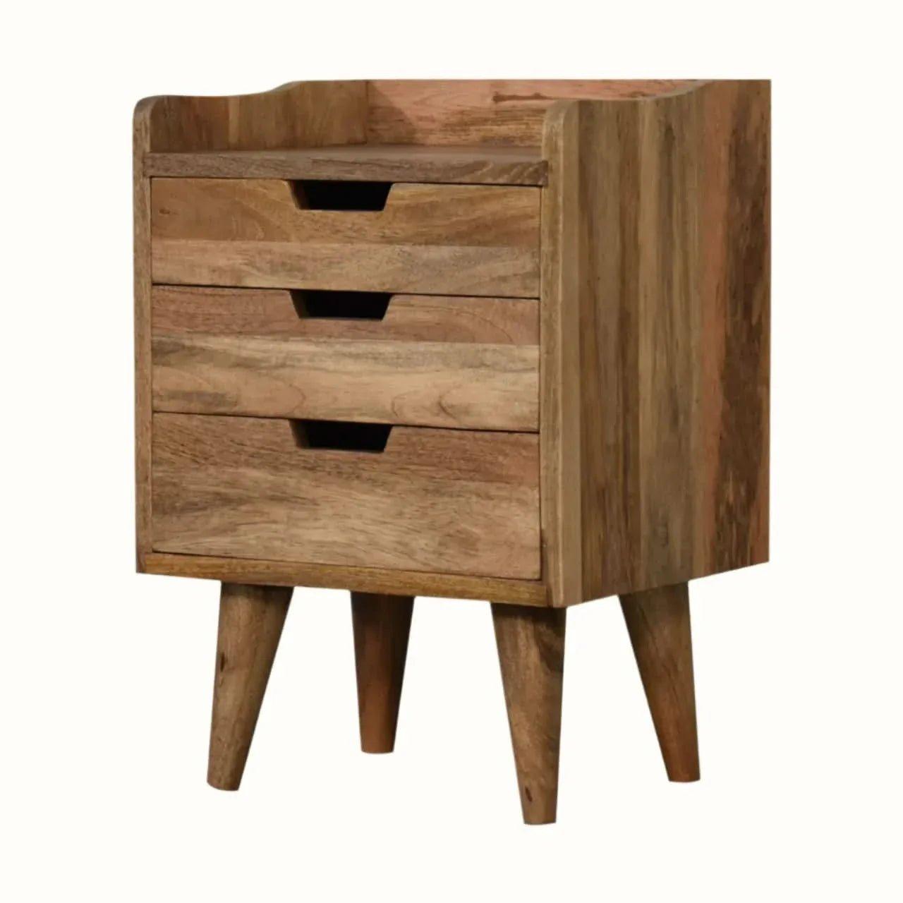 Nordell Bedside Table with 3 Drawers, Small - Natural Bedside Tables - Bokel Home