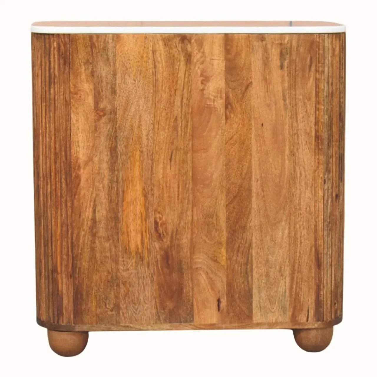 Nova Marble Bedside Chest - Golden Teak Bedside Tables - Bokel Home