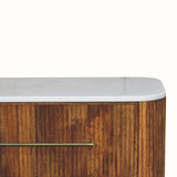 Nova Marble Bedside Chest with 3 Drawers, Large - Golden Teak Bedside Tables - Bokel Home