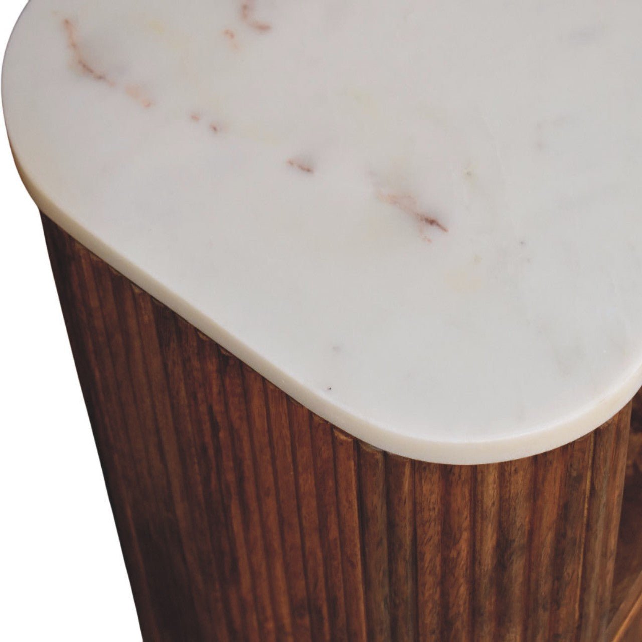 Nova Marble Bedside Chest with 3 Drawers, Large - Golden Teak Bedside Tables - Bokel Home