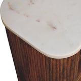 Nova Marble Bedside Chest with 3 Drawers, Large - Golden Teak Bedside Tables - Bokel Home